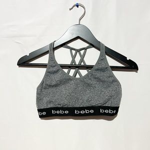 bebe intimates sleepwear strappy sport bra color gray size M